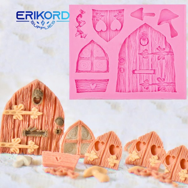 Wooden Window Door Shaping 3D Silicone Molds Soap Candle Molds Sugar Craft Cake decorating tools Chocolate Molds Bakeware
