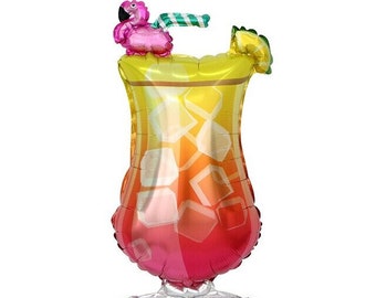 90x40cm Giant Drink Balloon Cocktail Balloon Glass Balloon Party Balloon Foil Balloons Summer Party Wedding Drink Balloon Flamingo Party