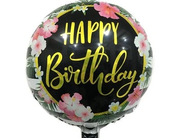 Free Shipping! 18 inch Floral Happy Birthday Balloon Happy Birthday Party Supplies Helium Foil Balloons Toys For Kids Party Flower Balloon