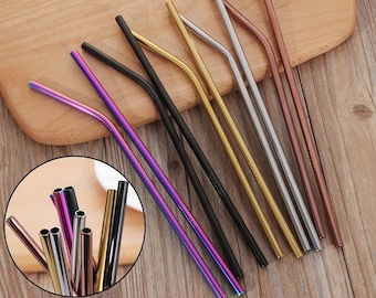 4 Pack, Metal Straws, Colorful Straws, Stainless Steel, Drinking Straws, Rose Gold Straw, Reusable Straws, Wedding Straws, Party Straws