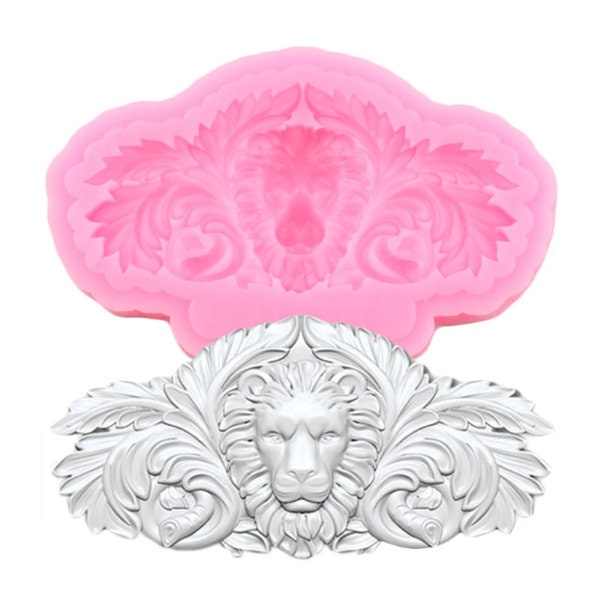 3D Lion Baroque Scroll Relief Border Silicone Mold Cupcake Topper Fondant Cake Decorating Tools Candy Clay Epoxy Chocolate Gumpaste Mould