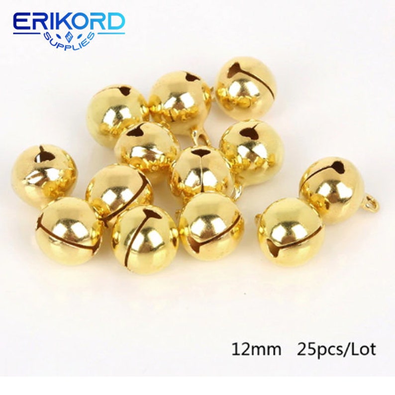 20/25/40/80/100Pcs 6mm/8mm/10mm/12mm/14mm Gold Copper Loose Beads Small Jingle Bells Merry Xmas Christmas Tree Decoration Ornament Home 画像 5