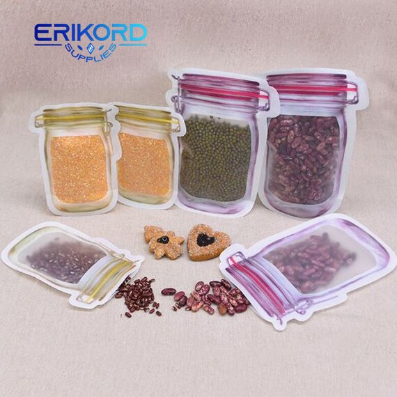 100pcs Reusable Self-Standing Transparent Plastic Food Storage Bags With  Zippers - Perfect For Household Kitchen!