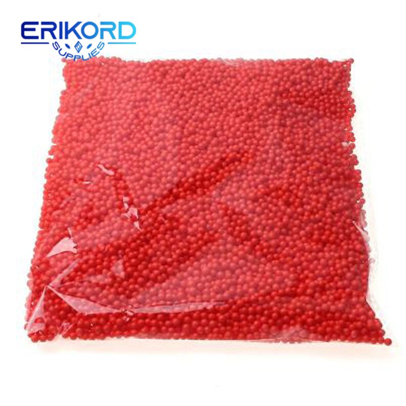 May include: A clear plastic bag filled with red foam balls. The bag is sealed and ready to be used for sensory play or crafts.