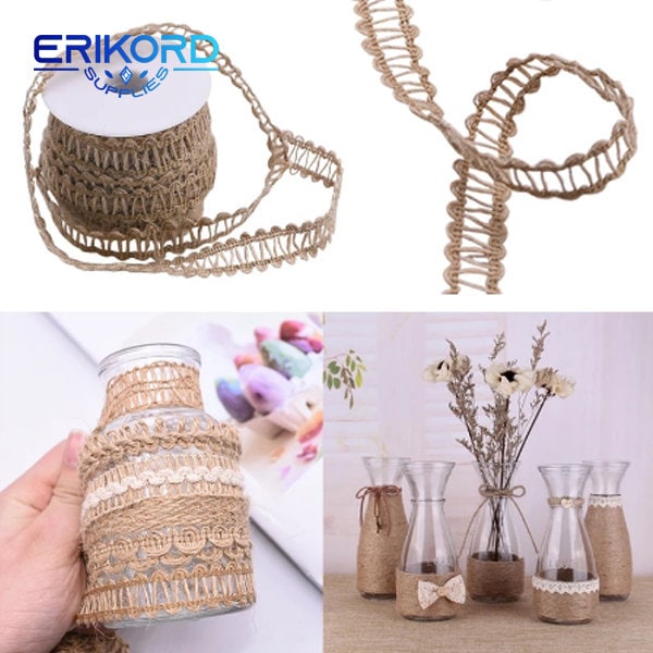5-10m Natural Vintage Hand Weaving Burlap Jute Cord Hemp Rope Gift ...