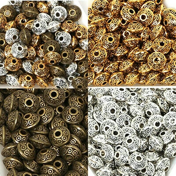 6mm 100pcs Mix Antique Silver/Gold/Bronze Plated Spacer Bead Findings Cone Pattern Metal Loose DIY Beads for Jewelry Making Free Shipping