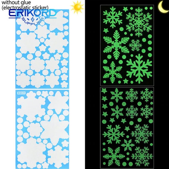 50pcs Luminous Snowflake Wall Sticker Decal Glow In The Dark Kids