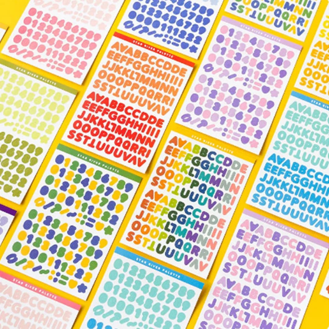 6 Sheets Alphabet Stickers Self Adhesive Letter Stickers Stationery ...