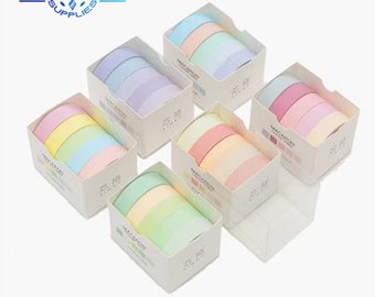 5pcs Decorative Washi Tape DIY Rainbow Sticker Masking Paper Set For Diy Crafts Planners Scrapbooks Journals Cards