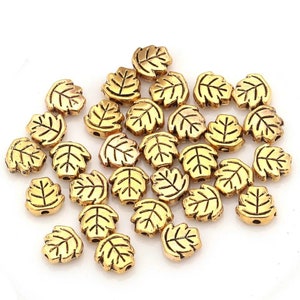 Free Shipping 100pcs Metal Spacer Leaves Tibetan Silver Gold Bronze Silver Leaf Spacer Beads for DIY jewelry Findings 7mm Spacer 1.5mm Hole image 2