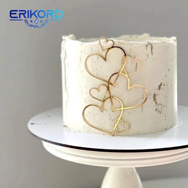 7 Hearts Wedding Anniversary Cake Topper Minimalist Gold Silver