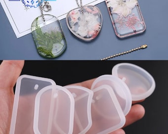 DIY Keychain Pendant Silicone Mold Set Crystal Epoxy Resin Mold Round Rectangle Pendants Jewelry Making Casting Mould Keyring Earing Mold