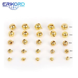 20/25/40/80/100Pcs 6mm/8mm/10mm/12mm/14mm Gold Copper Loose Beads Small Jingle Bells Merry Xmas Christmas Tree Decoration Ornament Home image 1