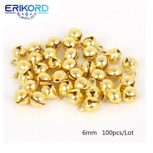 20/25/40/80/100Pcs 6mm/8mm/10mm/12mm/14mm Gold Copper Loose Beads Small Jingle Bells Merry Xmas Christmas Tree Decoration Ornament Home 画像 2