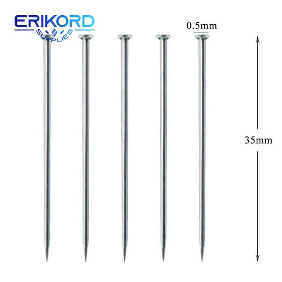 Glass Head Sewing Pins 35mm (x 300) Stainless Steel Straight Dressmaker Pins