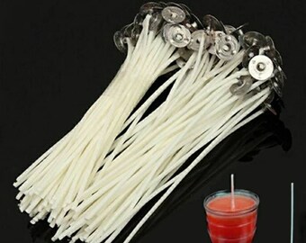 100pcs 12cm Soy Wax Candle Wicks 12cm Candle Wick Tabs Pre Waxed Candle Wicks Tabbed Economic Environment Cotton Soy Wax Candle Scents