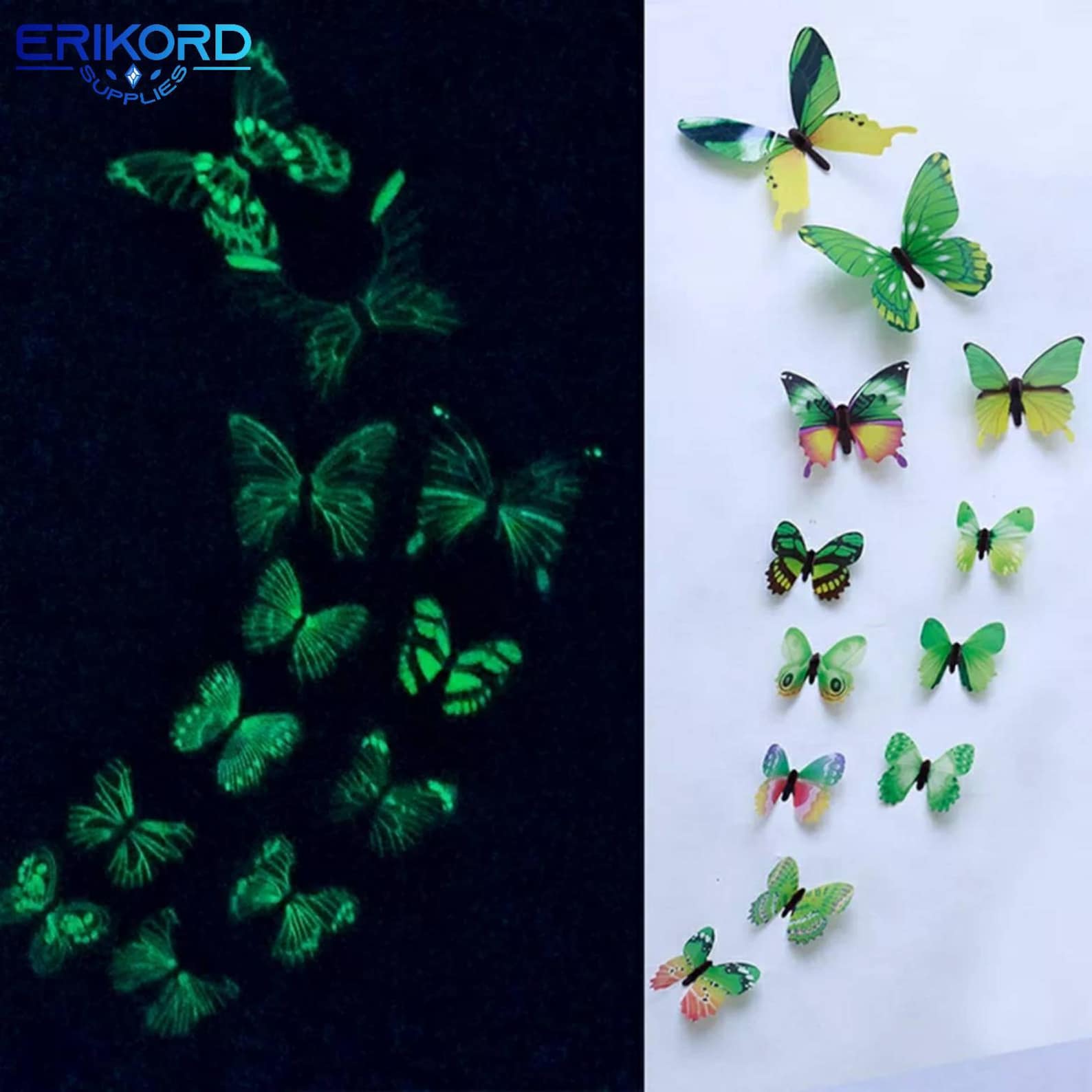 Glowing Butterfly Glow in the Dark 12pcs Butterfly Stickers Etsy
