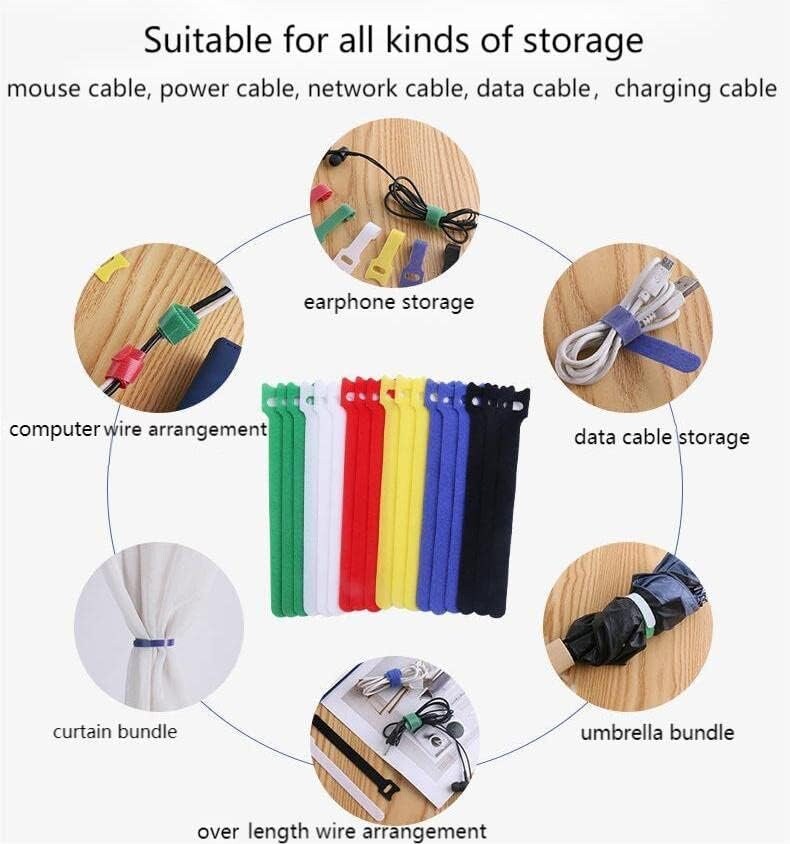20 Stück Wiederverwendbare Kabelbinder Aus Nylon – Mit Klettverschluss, 4 Größen, Für Kabel & Ordnung