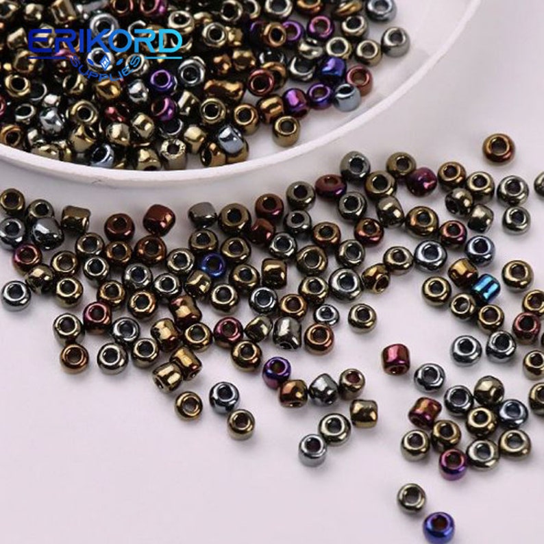 10g Multi Size Metal Color Glass Seed Beads Golden Plated Spacer Czech Glass Beads for Jewelry Bracelet Necklace Making DIY Accessory