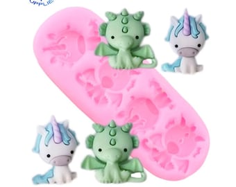 4 Pieces Dragon Silicone Mold Fondant Cute Handmade Baking Mould Tool For Soap