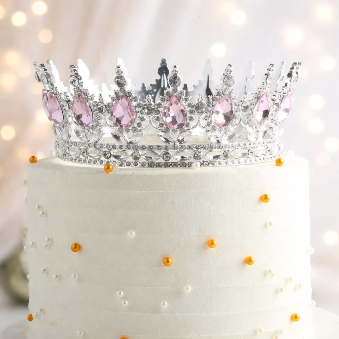 Large Crystal Rhinestone Crown Cake Topper Princess Tiara for Birthday ...