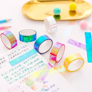 15 mm breed regenboog holografisch gekleurd afplakband doorschijnende etikettering decoratief waterdicht voor kunst doe-het-zelf kantoorbenodigdheden cadeauverpakking