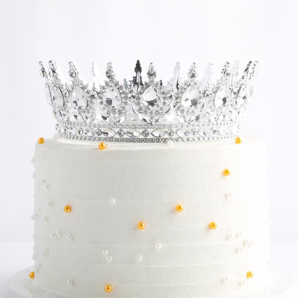 8 Stück Kronen-Kuchen-Topper – Perlen & Kristall – Golden – 5 X 3,7 Cm – Für Geburtstag, Hochzeit & Prinzessinnen-Partys