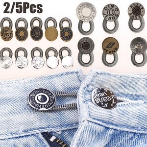 2 / 5 Stück 17mm Taille Expander Elastische Frühling Messing Knopf Verstellbarer Bund Knopf für Jeans Rock Hosen Denim Kragen Mutterschaft Kleider