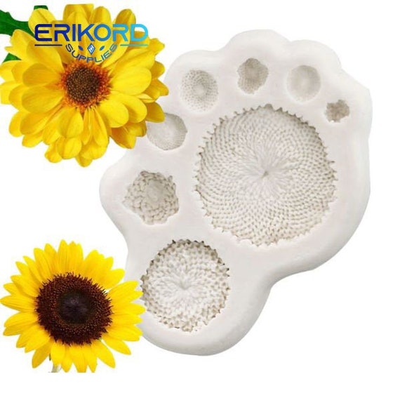 6Pcs 5cm Sunflower Flower Pudding Mold Muffin Cake Silicone Molds