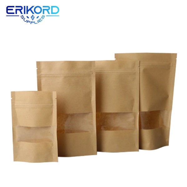 10pcs Brown Kraft Paper Gift Candy Bags Wedding Packaging Bag Recyclable Food Bread Party Shopping Bags For Boutique Zipper Seal