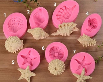 New Hot Marine Series Pearl Conch Starfish Shells Shellfish Silicone Mold Seven kinds Marine Felly Cake Baking Mold Candle Soap