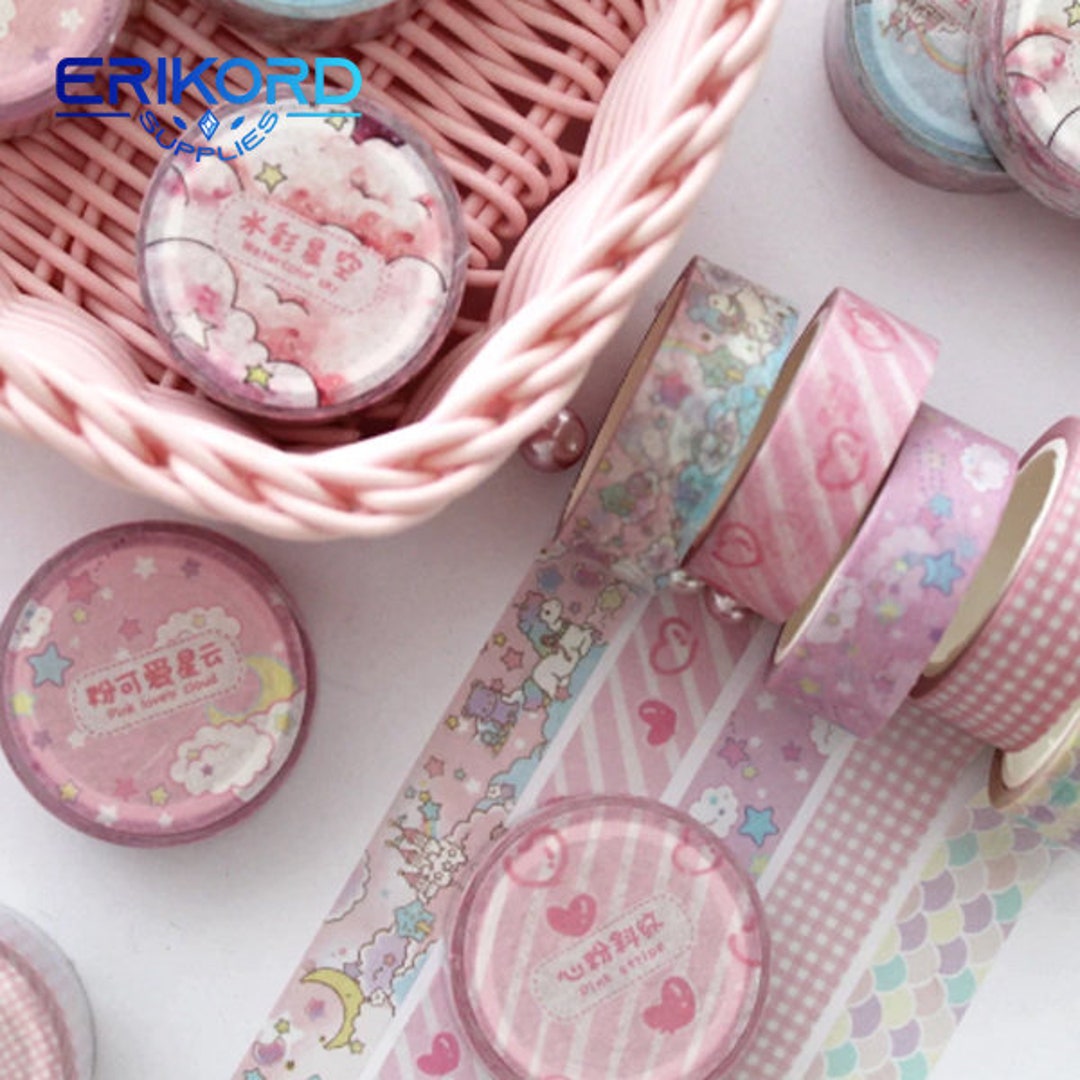 Peach Washi Tape Set 10 Rolls 2meters , Various Widths Pink Masking Tape