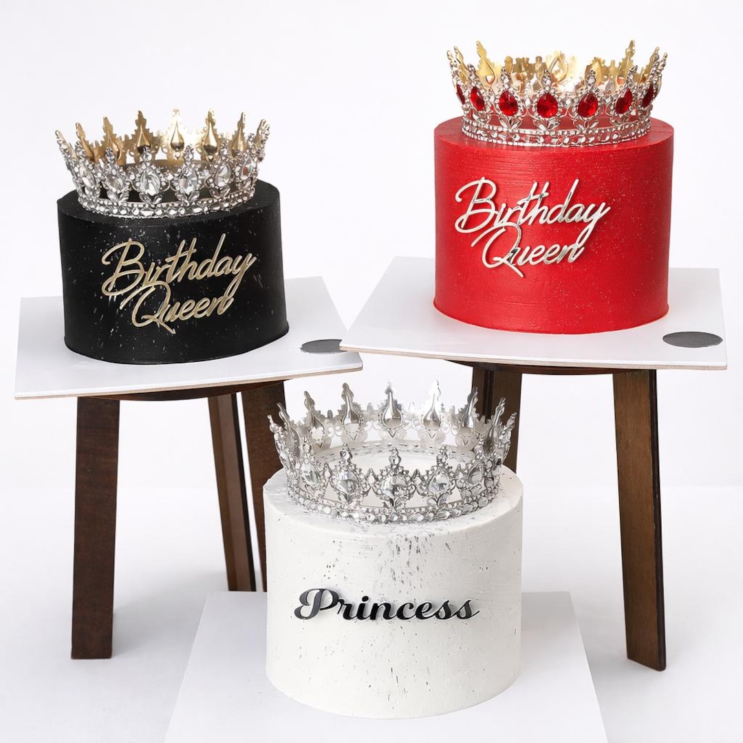 Elegant Crystal Crown Cake Topper Large Princess Tiara for Birthday ...