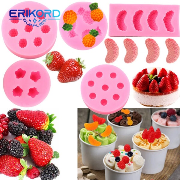 Fruit Strawberry Silicone Mould Fondant Chocolate Jelly Making Cake Tool  Decoration Mold Oven Steam Available DIY Clay Resin Art