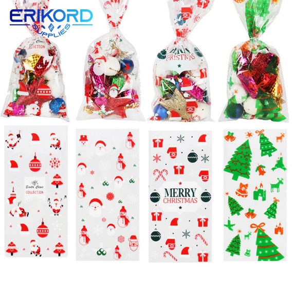 5 Christmas Gift Bags, Aluminum Foil Ziploc Bag, Resealable Bags, Party Bags,  Favor Christmas Bags, Cookie Bags, Christmas Candy Bags 