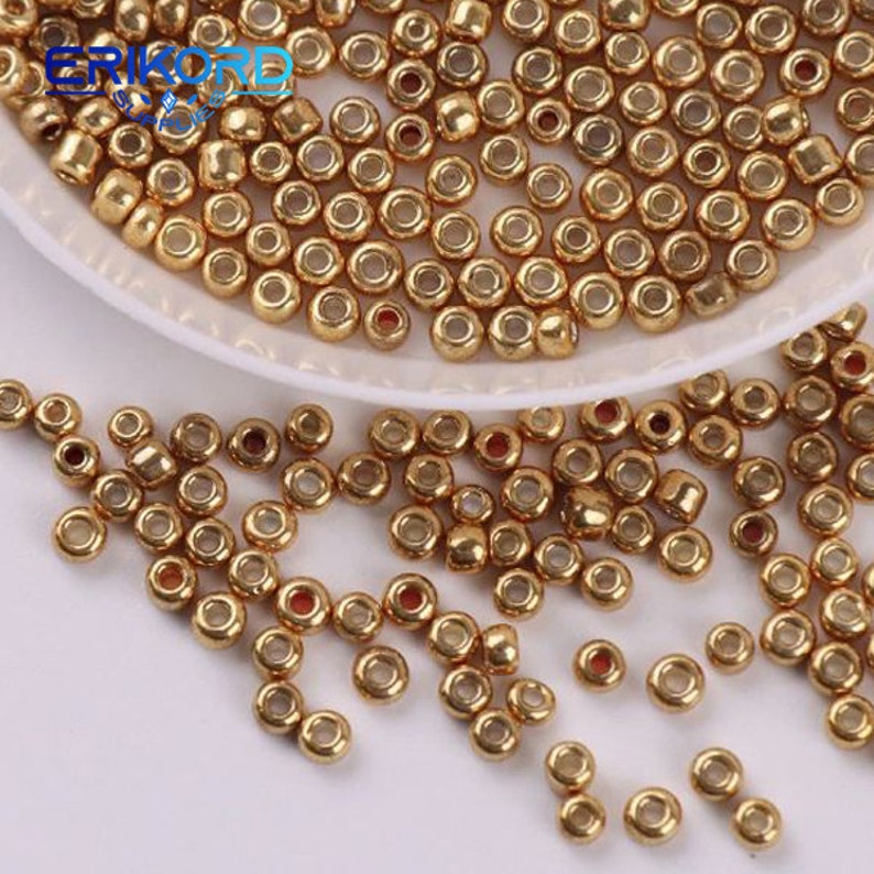 10g Multi Size Metal Color Glass Seed Beads Golden Plated Spacer Czech Glass Beads for Jewelry Bracelet Necklace Making DIY Accessory