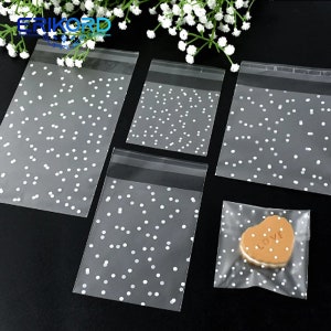 100 pezzi di plastica trasparente imballaggio sacchetti di cellophane pois caramelle sacchetto regalo biscotto sacchetto autoadesivo fai da te sacchetti di caramelle per la festa di Natale