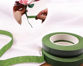 3 Rouleaux Ruban Adhésif Floral Vert - 30m X 12mm - Papier Crépon - Pour Bouquets & Art Floral