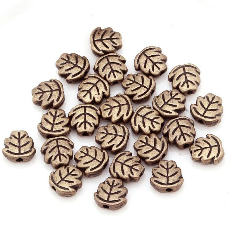 Free Shipping 100pcs Metal Spacer Leaves Tibetan Silver Gold Bronze Silver Leaf Spacer Beads for DIY jewelry Findings 7mm Spacer 1.5mm Hole image 3