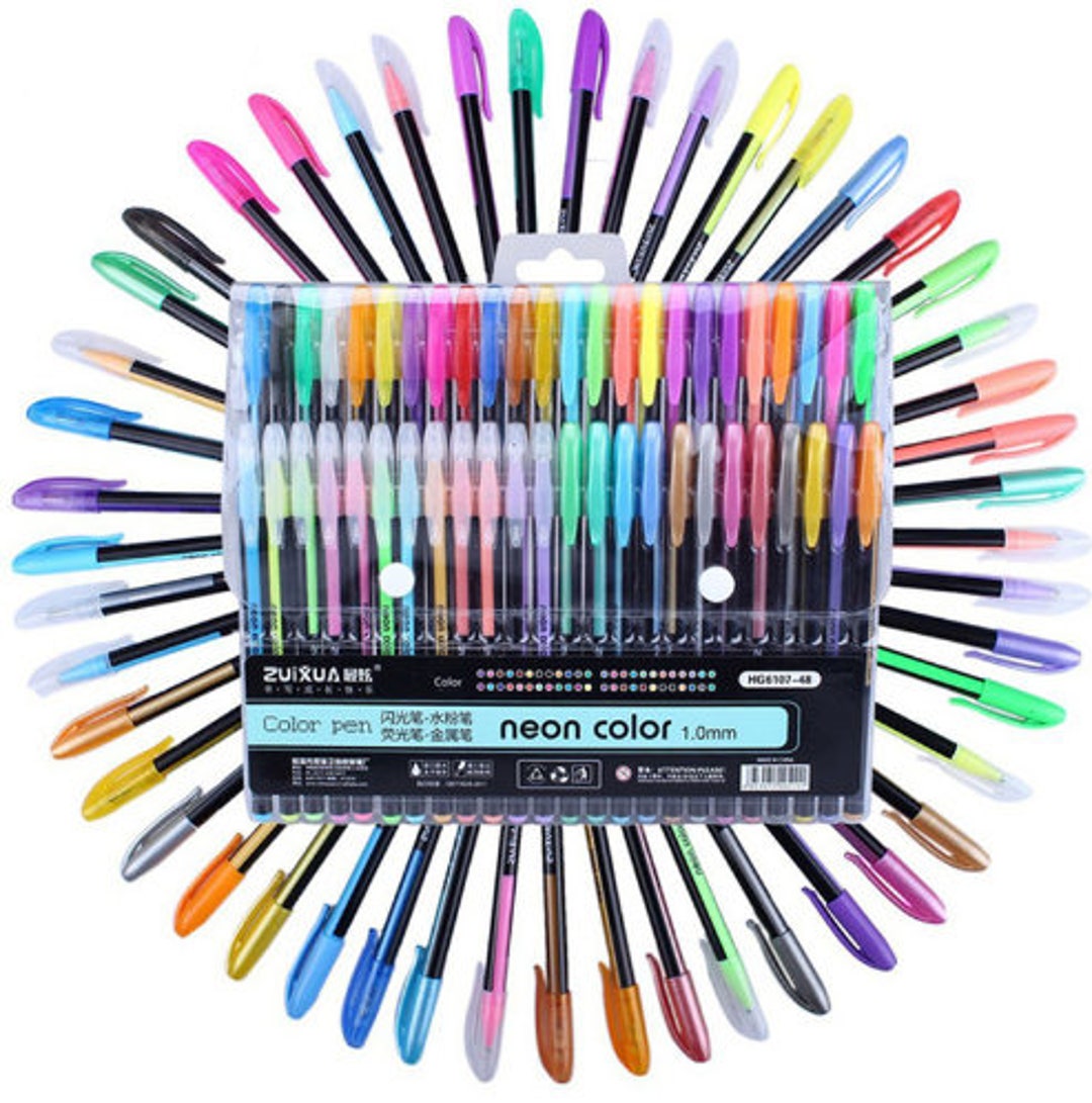 Office School Supplies Lzobxe 48pcs Gel Pens Gel Refills Rollerball Neon  Glitter Pen Drawing Colors 60ml on Clearance 