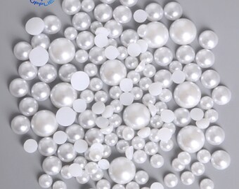 50/100/200/300/500/1000pcs 12 Size Half Round Acrylic Imitation Flatback Pearl Beads for Nail Art DIY Craft Scrapbook Decoration