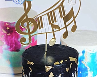 Piano Music Theme Acrylic Cake Topper Musical Notes Happy Birthday Cake Topper Celebrations Party Supplies Cake DIY Accessories Cake Decor