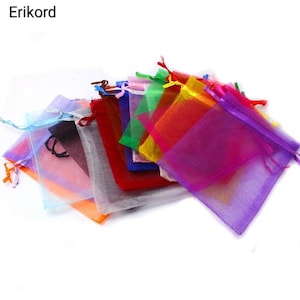 50pcs 7x9cm/9x12cm Pick 16 Colors Jewelry Packaging Drawable Organza Bags,Gift Bags & Pouches,Jewelry Packing Bags Craft Packaging String