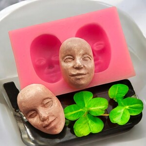 Molde de silicone de rosto 3D | Molde de cozimento de rosto humano para bolo, fondant, chocolate, cubos de gelo, resina, argila, sabão, fabricação de velas