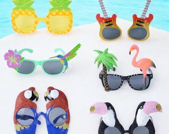 Funny Glasses Hawaii Tropical Party Bird Sunglasses Party Sunglasses Summer Glasses for Costume Party Wedding Birthday Photo Props Supplies