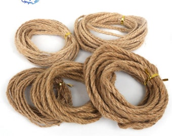 2/4/6mm Burlap Ribbon 5M/lot Natural Hessian jute Twine Rope For DIY Rustic Wedding Christmas Party Decoration Accessories