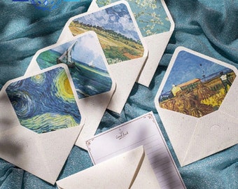 Set da 10 buste vintage squisite Buste artistiche per pittura a olio e piante classiche di Van Gogh per lettere di invito a nozze