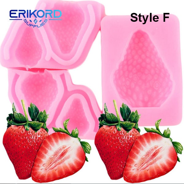 Set 4 Stampi In Silicone 3D A Forma Di Frutta (Ananas, Fragola, Arancia, Mirtillo) Con Contagocce Per Candele, Saponi E Cioccolato