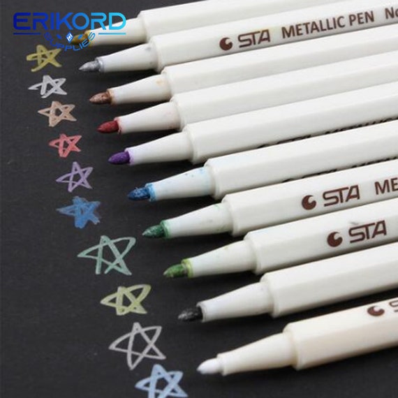 STA 10 Colors Metallic Marker Pens DIY Scrapbooking Crafts Soft Brush Pen  Drawing Art Markers for Stationery School Supplies