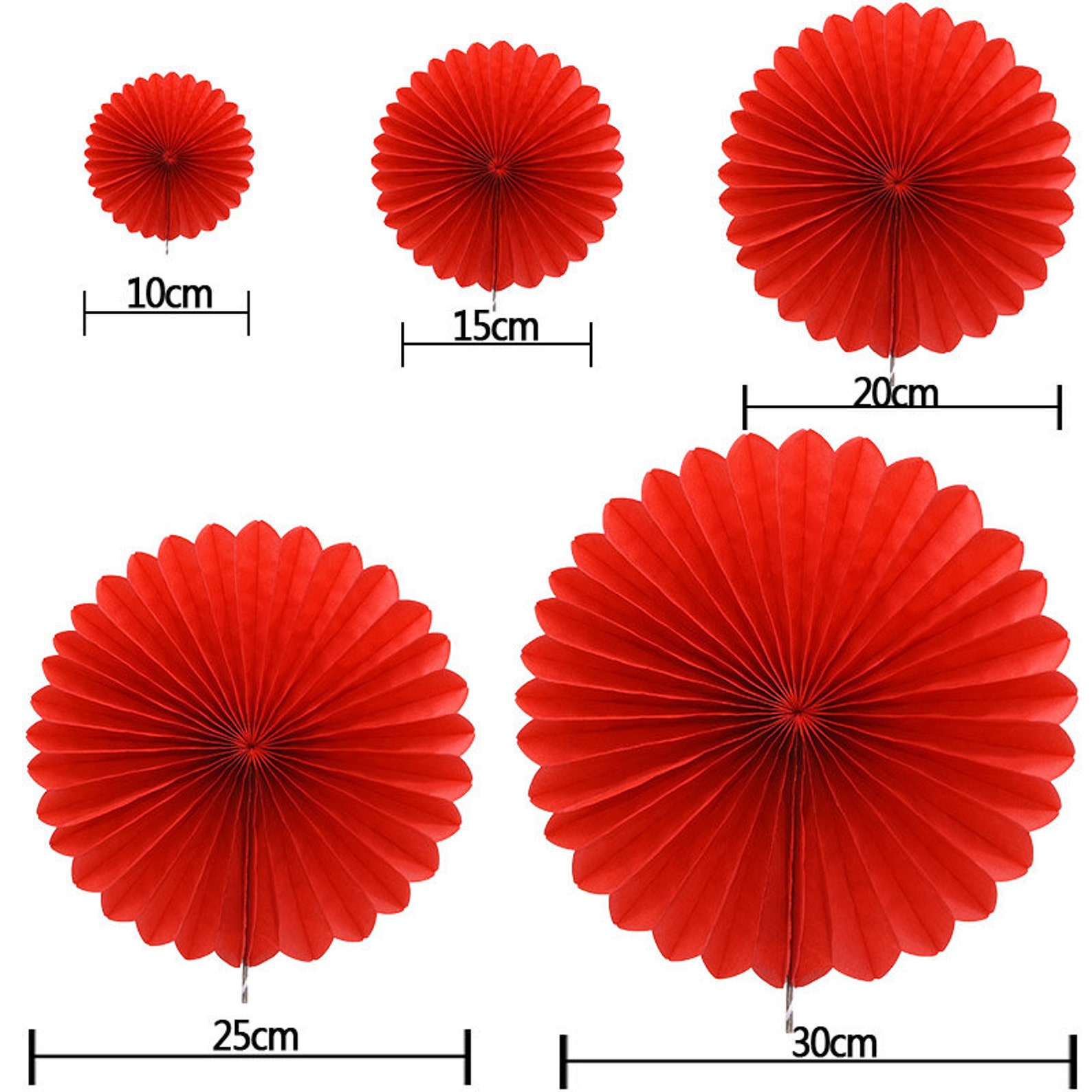5pcs 10/15/20/25cm Paper Fan Pinwheel Round Lantern Giant Paper Flowers ...